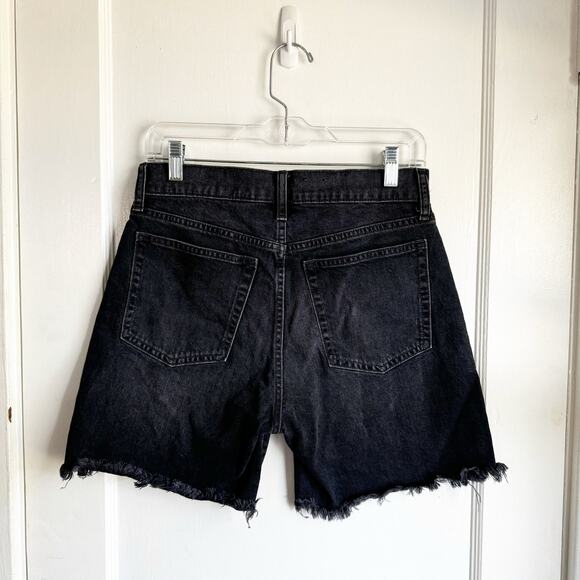 GAP Cheeky High Rise Midi Short Frayed Hem Button Fly Washed Black Size 27/4 R - Picture 7 of 10